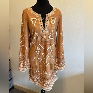 Flying Tomato Tribal Print Long Sleeve Dress Size S